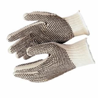 MCR SAFETY 9660LM Cotton/Polyester Naturalpvc Dots 2 Sides Large (12 PR)