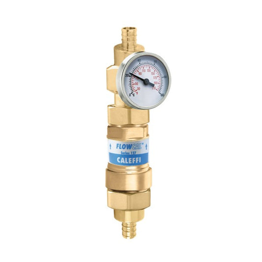 Caleffi 127143AFC 4G5 FlowCal†™ 1/2" PEX Exp. w/Gauge,Check Low Lead 4.5 GPM