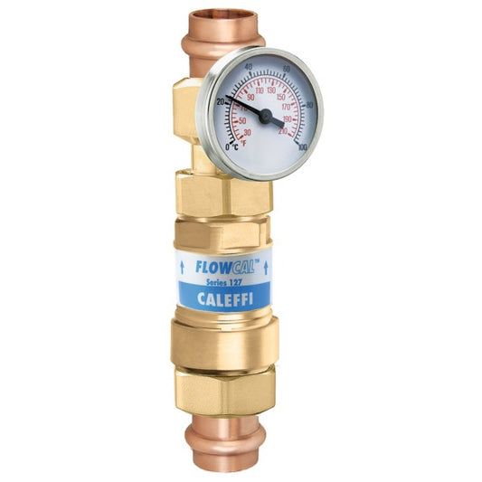 Caleffi 127147AFC G50 FlowCal†™ 1/2" Press w/Gauge,Check Low Lead .5 GPM