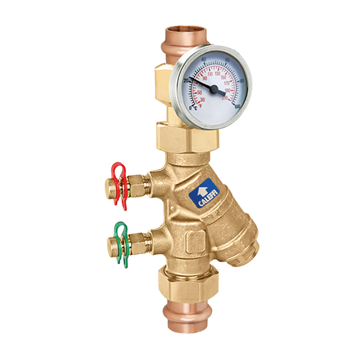 Caleffi 128447AFC FlowCal†™ 1/2" Press w/Ports, Check, Gauge Low Lead