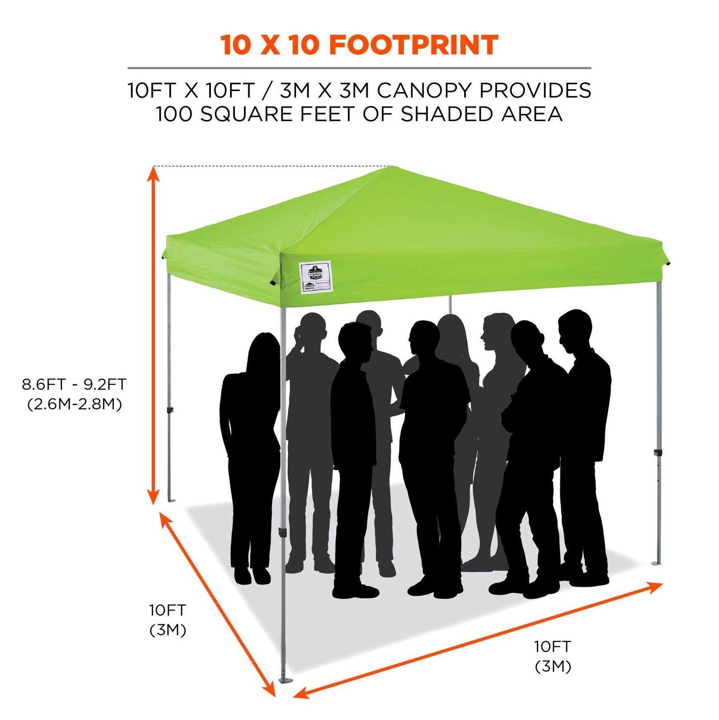 Shax 6010 Pallet of 25 Lime Lightweight Pop-Up Tent - 10ft x 10ft