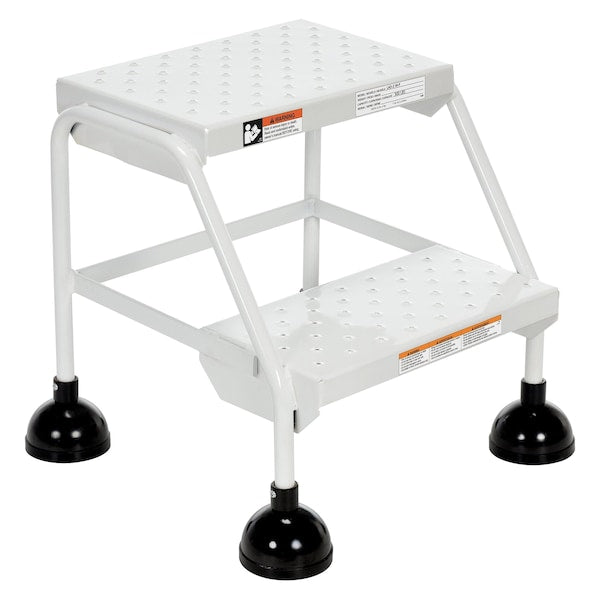 Vestil LAD-2-W-P 18.5 H Steel Commercial Spring Loaded Rolling Ladder, 2 Steps