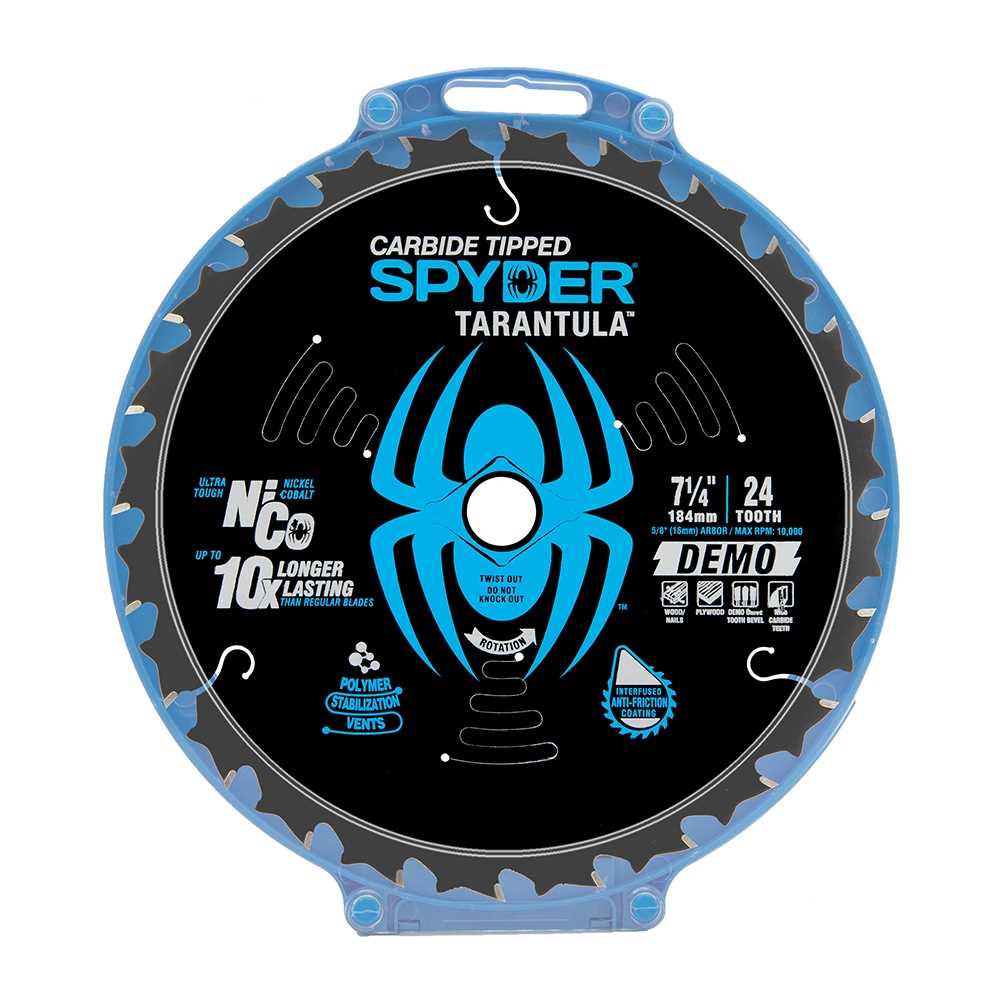 Spyder 13006 Spyder Demo 7-1/4-In 24-Tooth Rough Finish Tungsten Carbide-Tipped Steel Circular Saw Blade