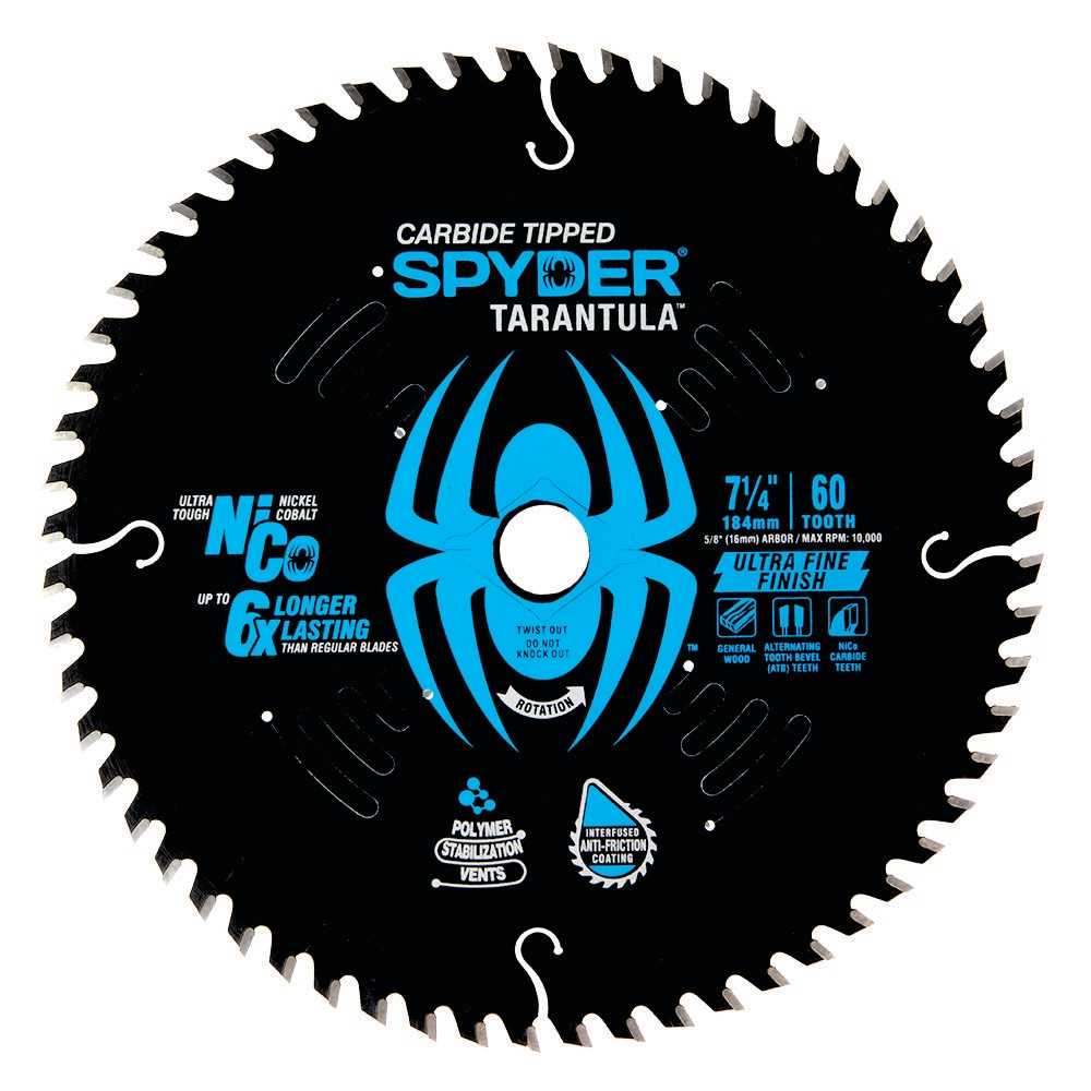 Spyder 13018 Spyder Ultra Fine 7-1/4-In 60-Tooth Fine Finish Tungsten Carbide-Tipped Steel Circular Saw Blade