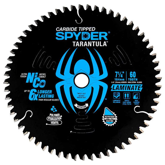 Spyder 13020 Spyder Laminate 7-1/4-In 60-Tooth Tungsten Carbide-Tipped Steel Circular Saw Blade