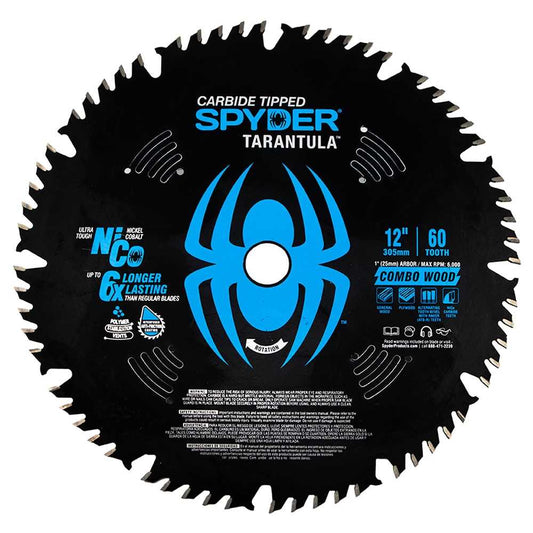 Spyder 13022 Spyder Combo Wood 12-In 60-Tooth Tungsten Carbide-Tipped Steel Miter/Table Saw Blade