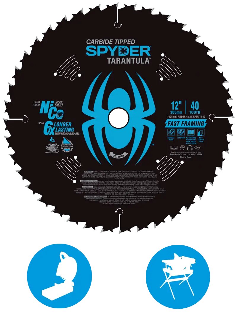 Spyder 13059 12 40T Fast Framing Saw Blade