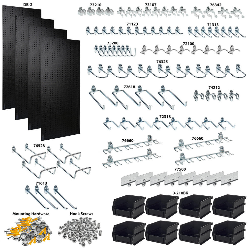 Triton Products DB-4BK Kit (4) 24" x 48" Black DuraBoard/96 Hook/8 Bin