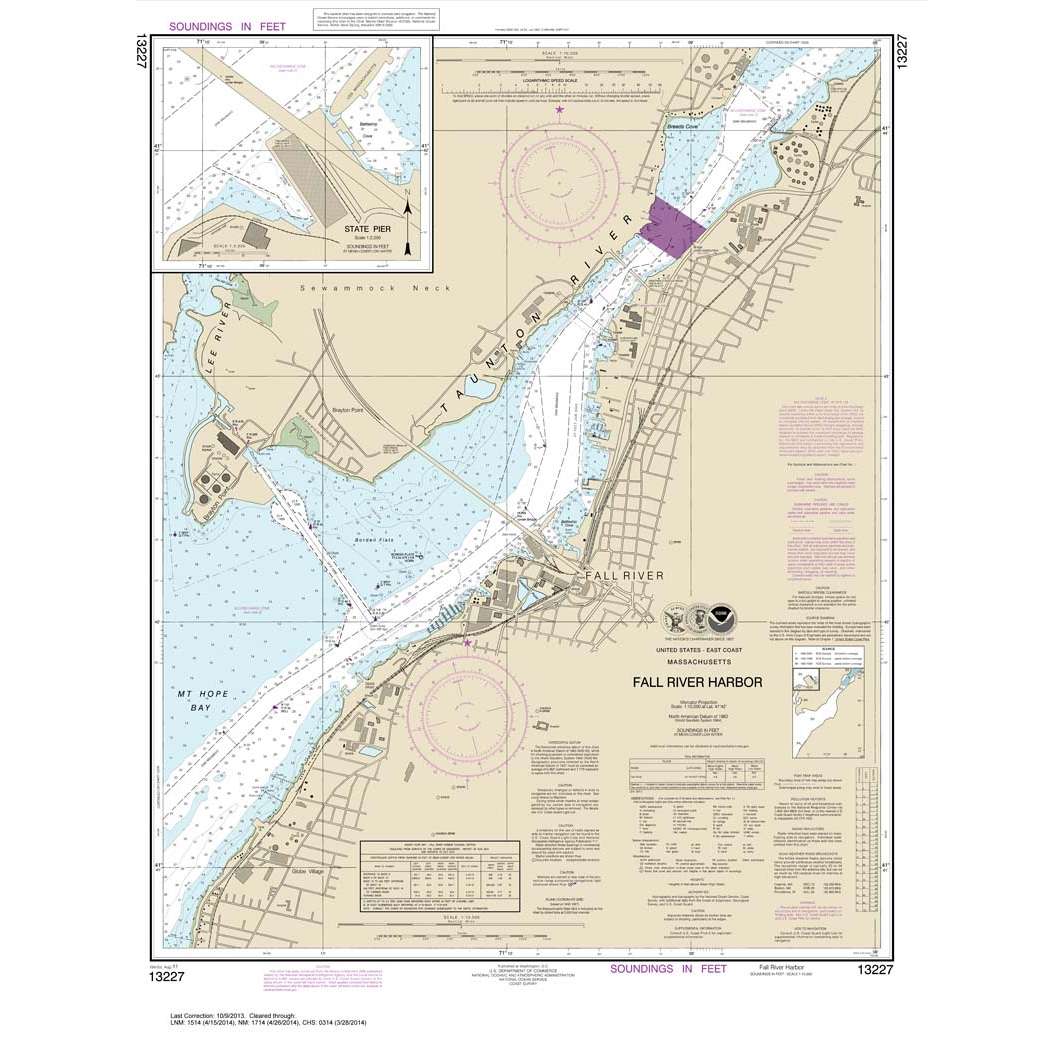 Paradise Clay NO_13227 HISTORICAL NOAA Chart Fall River Harbor;State Pier