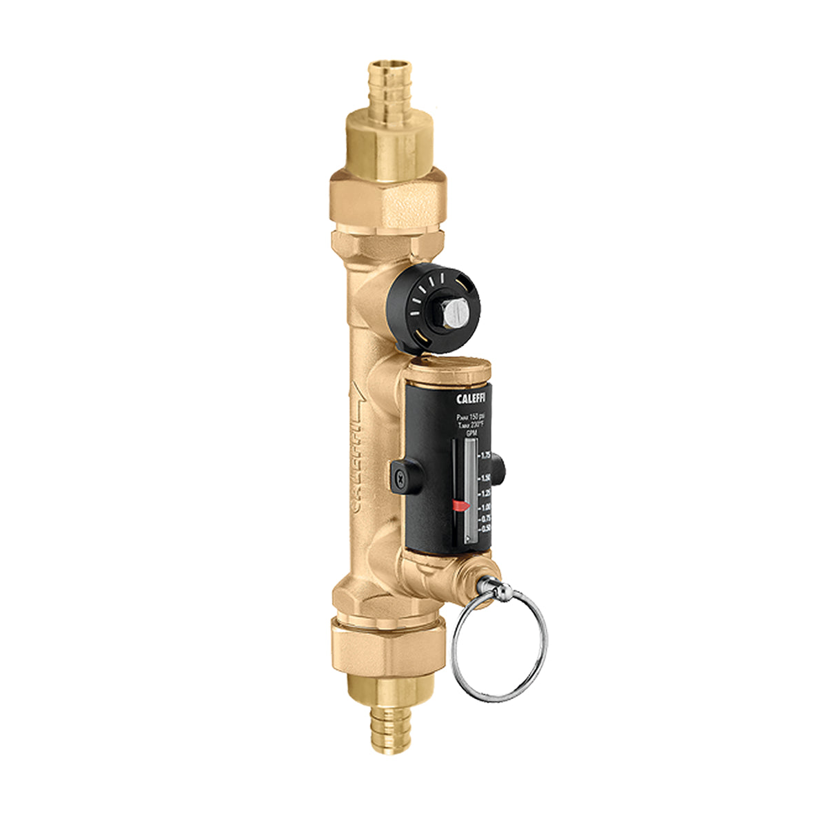 Caleffi 132634AFC QuickSetter+™ Balancing Valve w/ Flowmeter Union, 1" Pex crimp.5 - 1.75 GPM Low Lead