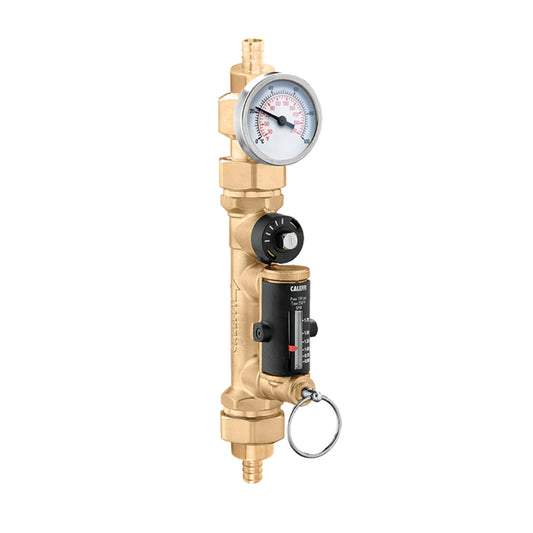 Caleffi 132433AFC QuickSetter+™ Balancing Valve w/ Flowmeter Union, 1/2" Pex Expansion .5 - 1.8 GPM & Temp Gauge Low Lead