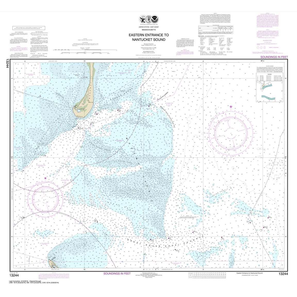 Paradise Clay NO_13244 HISTORICAL NOAA Chart Eastern Entrance to Nantucket Sound