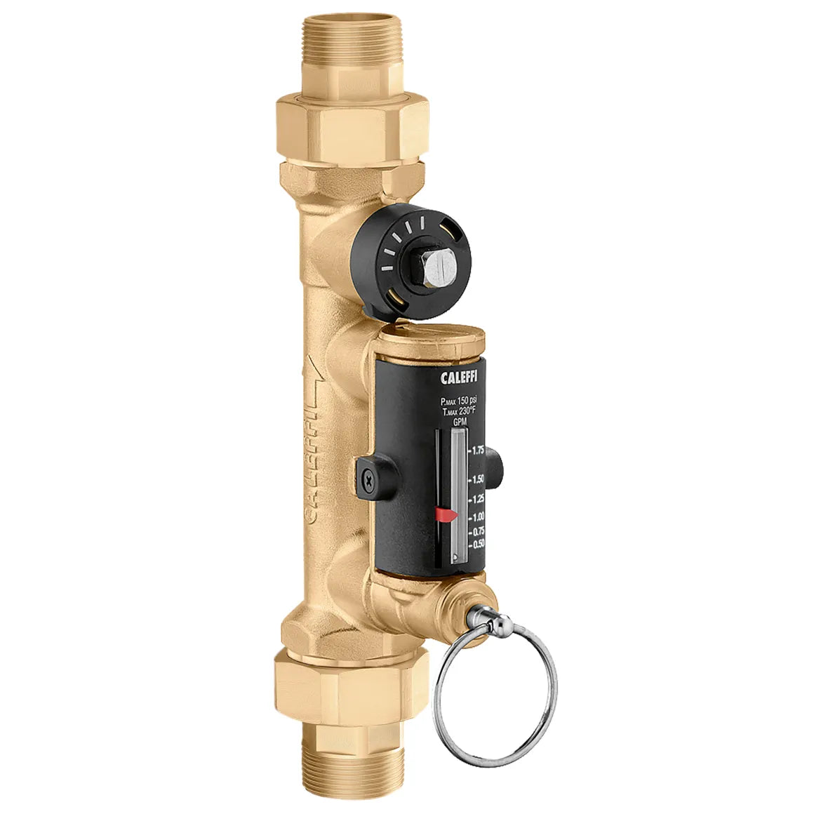 Caleffi 132450AFC QuickSetter+™ Balancing Valve w/ Flowmeter Union, 1/2" MNPT 2 - 7 GPM Low Lead