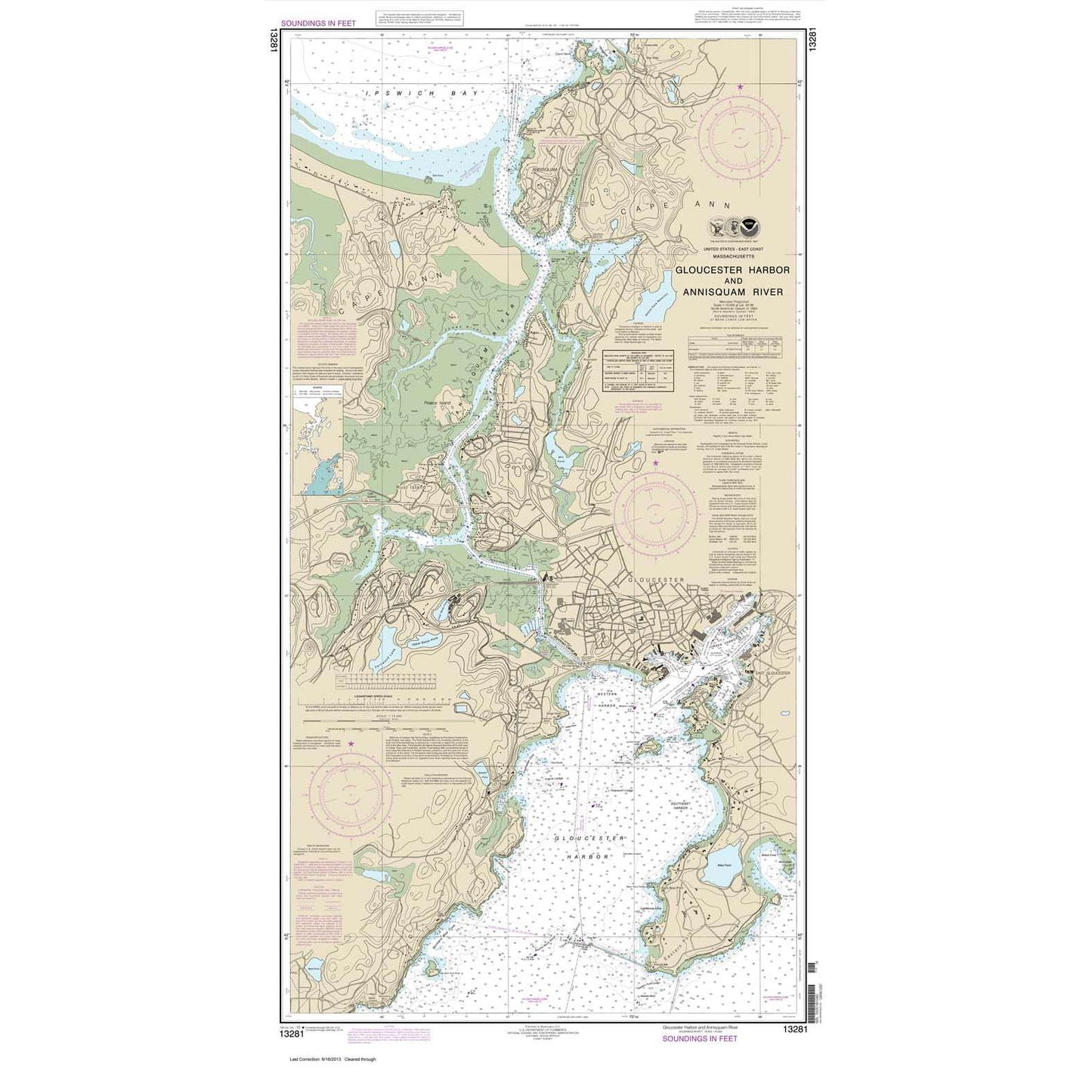 Paradise Clay NO_13281 HISTORICAL NOAA Chart Gloucester Harbor and Annisquam River