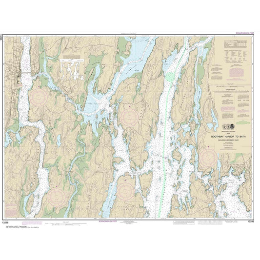 Paradise Clay NO_13296 HISTORICAL NOAA Chart Boothbay Harbor to Bath: Including Kennebec River