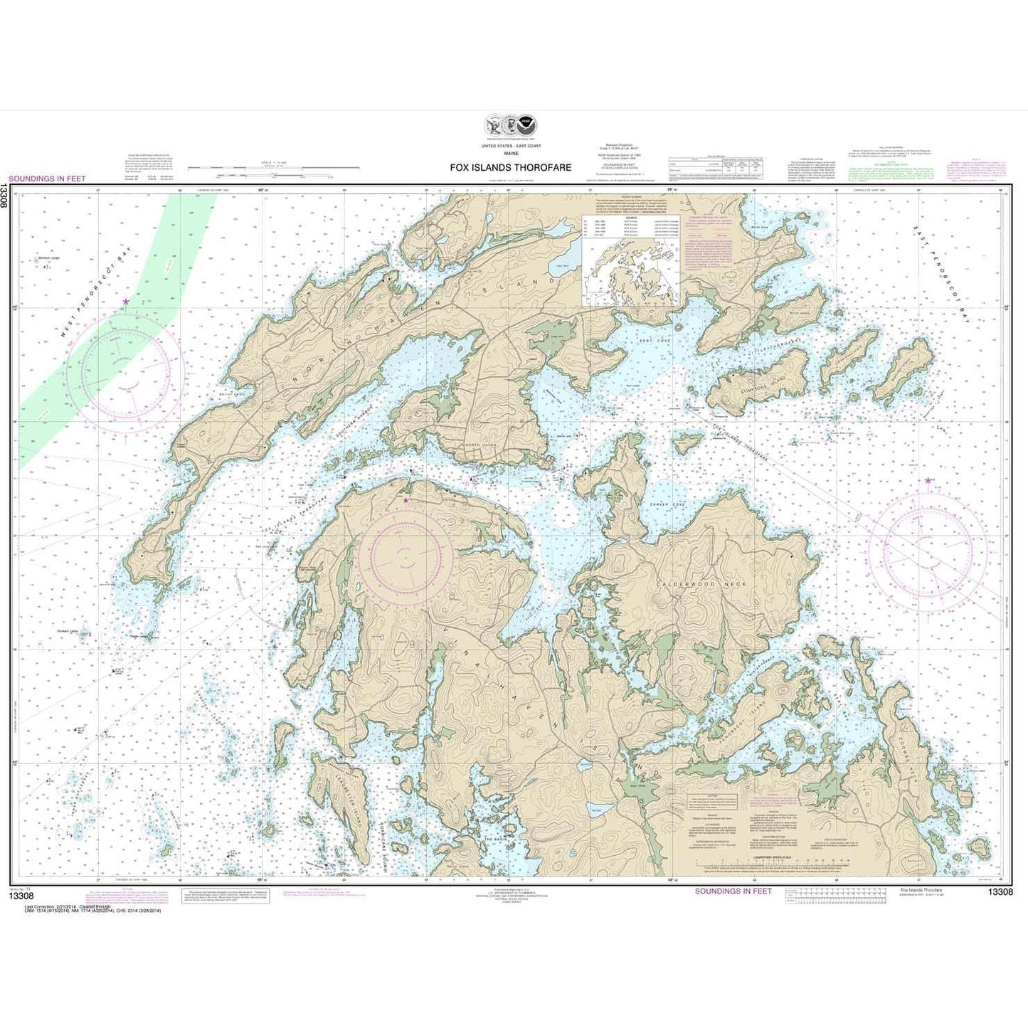 Paradise Clay NO_13308 HISTORICAL NOAA Chart Fox Islands Thorofare