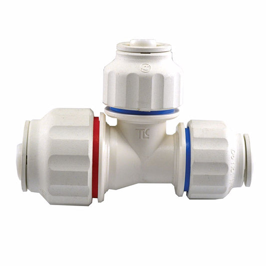 Jones Stephens C76837 3/4" CTS x 1/2" CTS x 1/2" CTS Plastic Twist-to-Lock Push On Tee Union