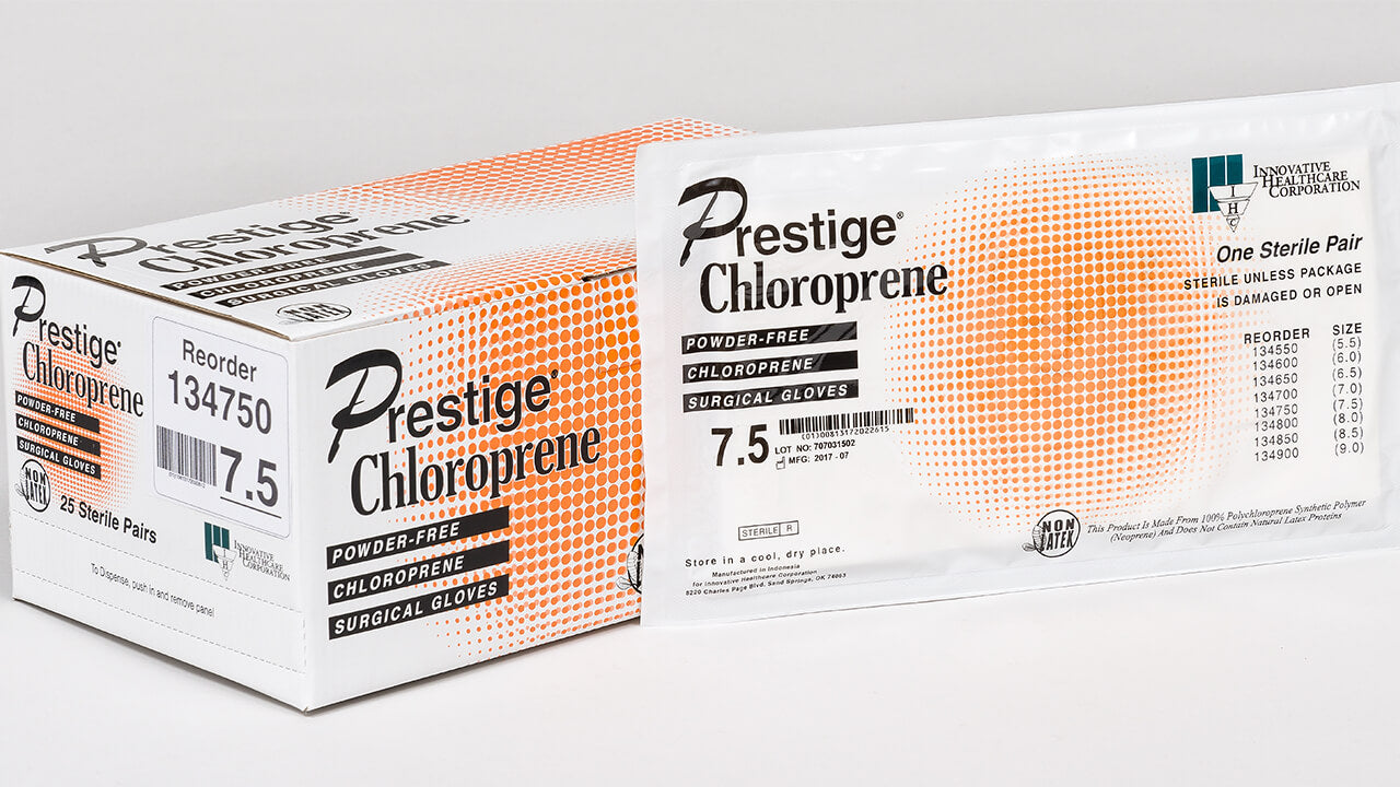 Innovative Healthcare 134550 Prestige Chloroprene Surgical Gloves - 5.5, 25 Pr/Bx, 4 Bx/Cs