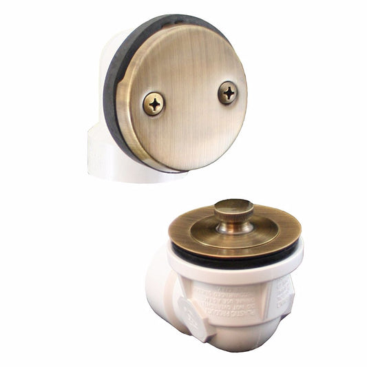 Jones Stephens B0711AB Antique Brass Two-Hole Lift and Turn Bath Waste Kit, Standard Half Kit, PVC