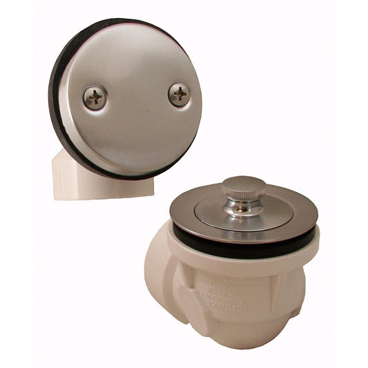 Jones Stephens B0711BS Brushed Stainless Two-Hole Lift and Turn Bath Waste Kit, Standard Half Kit, PVC