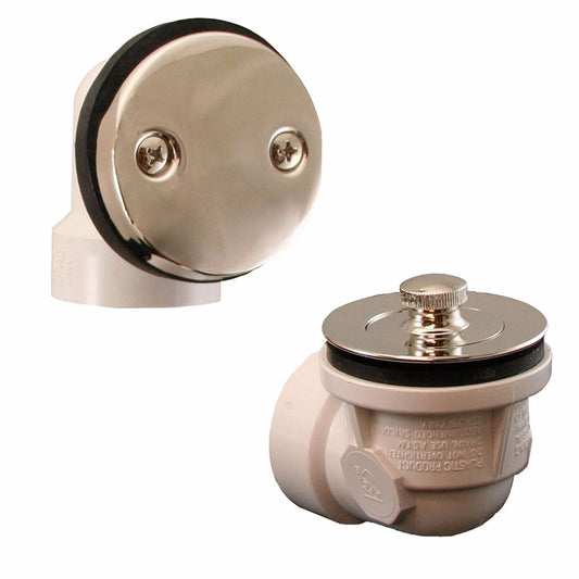 Jones Stephens B0711PN Polished Nickel Two-Hole Lift and Turn Bath Waste Kit, Standard Half Kit, PVC