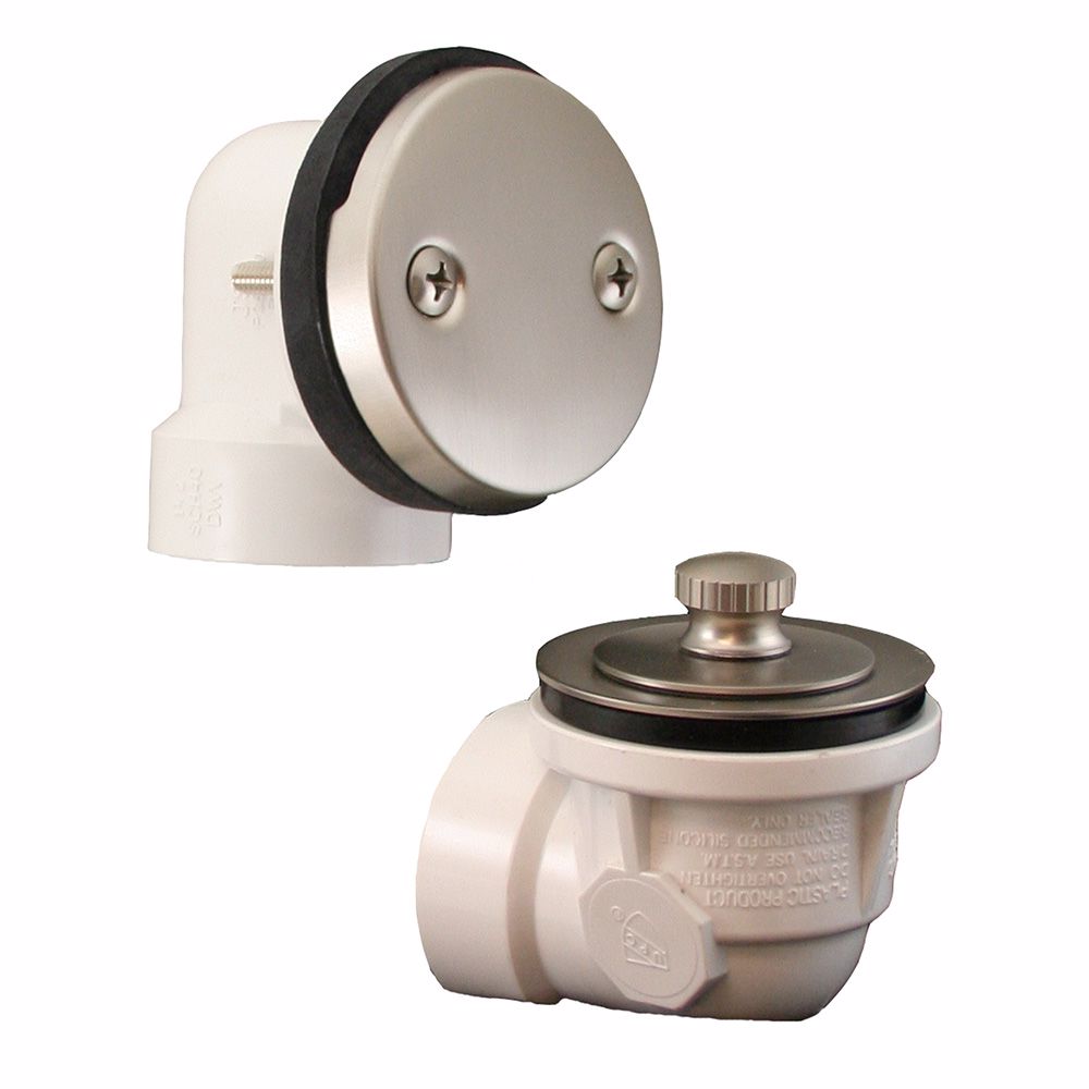 Jones Stephens B0715BN Brushed Nickel Two-Hole Friction Lift Bath Waste Kit, Standard Half Kit, PVC