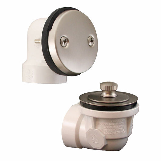 Jones Stephens B0715BN Brushed Nickel Two-Hole Friction Lift Bath Waste Kit, Standard Half Kit, PVC