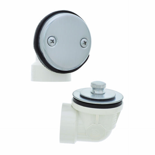 Jones Stephens B0715BS Brushed Stainless Two-Hole Friction Lift Bath Waste Kit, Standard Half Kit, PVC