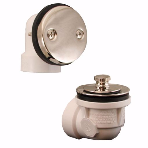Jones Stephens B0715PN Polished Nickel Two-Hole Friction Lift Bath Waste Kit, Standard Half Kit, PVC