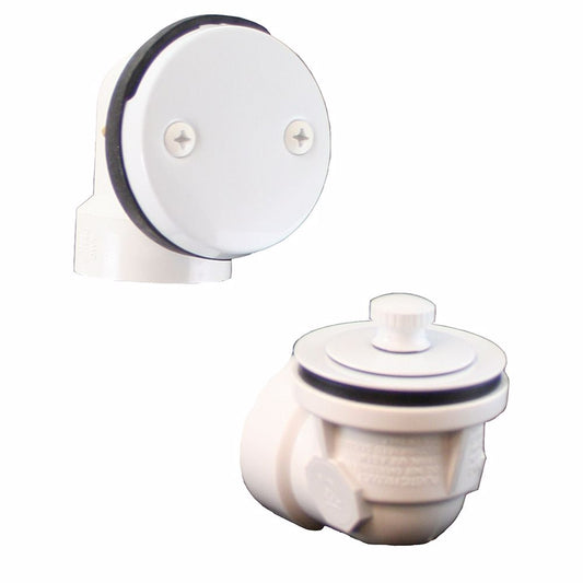 Jones Stephens B0715PW Polar White Two-Hole Friction Lift Bath Waste Kit, Standard Half Kit, PVC