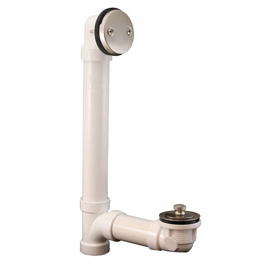 Jones Stephens B0716BN Brushed Nickel Two-Hole Friction Lift Bath Waste Kit, Standard Full Kit, PVC