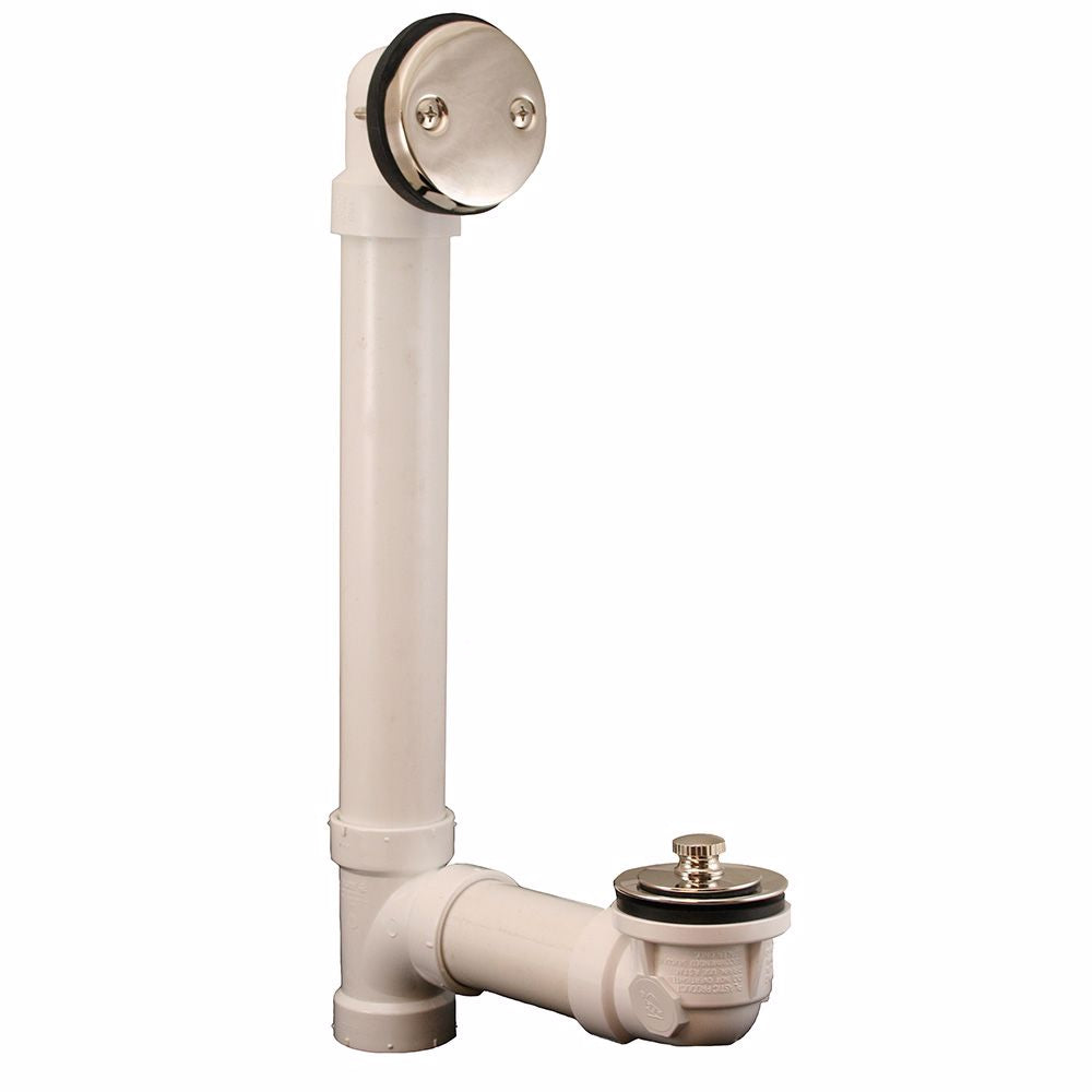 Jones Stephens B0716PN Polished Nickel Two-Hole Friction Lift Bath Waste Kit, Standard Full Kit, PVC