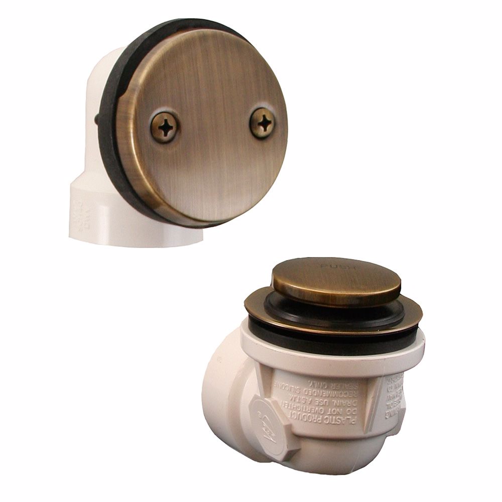 Jones Stephens B0717AB Antique Brass Two-Hole Toe Touch Bath Waste Kit, Standard Half Kit, PVC