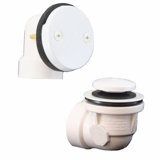 Jones Stephens B0717PW Polar White Two-Hole Toe Touch Bath Waste Kit, Standard Half Kit, PVC