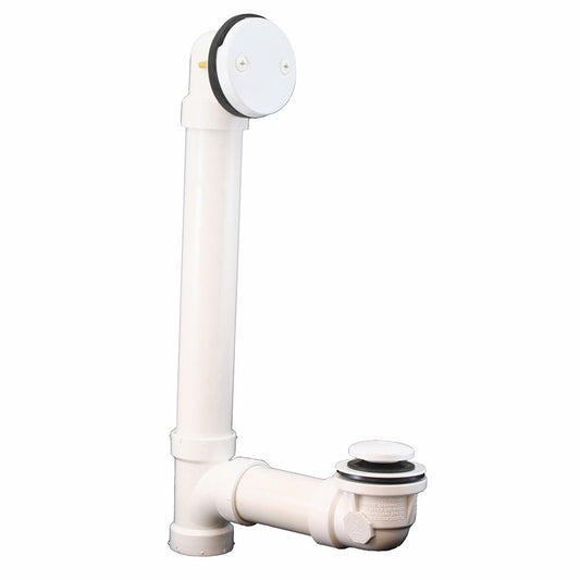 Jones Stephens B0718PW Polar White Two-Hole Toe Touch Bath Waste Kit, Standard Full Kit, PVC