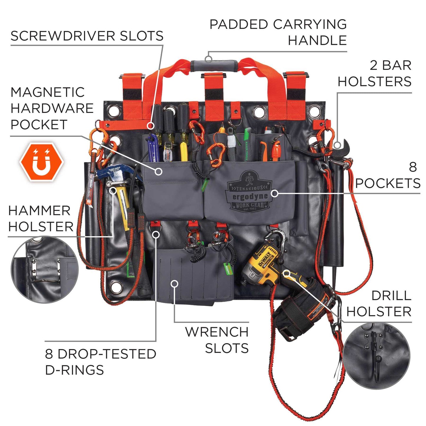 Ergodyne 13701 Arsenal 5711 Bucket Truck Tool Board with Locking Aerial Bucket Hooks Kit