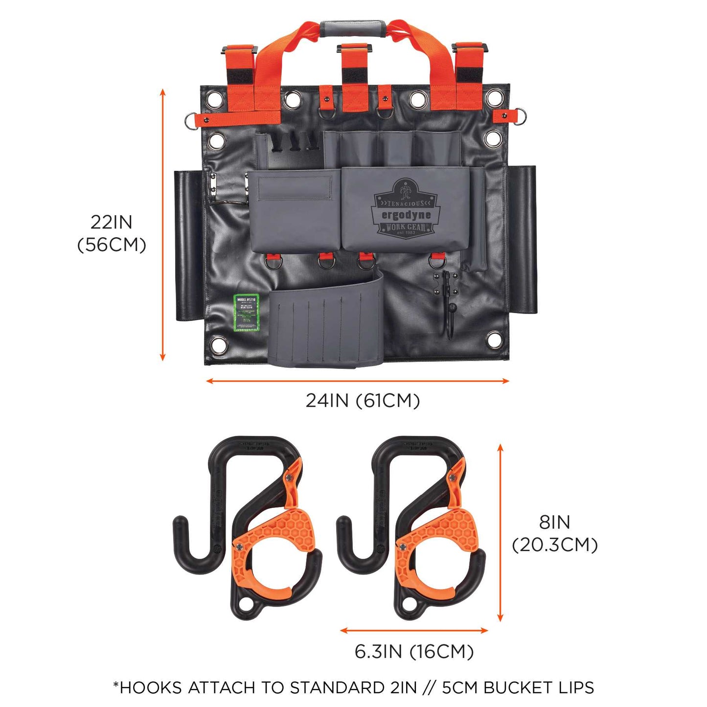 Ergodyne 13701 Arsenal 5711 Bucket Truck Tool Board with Locking Aerial Bucket Hooks Kit