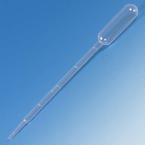 Globe Scientific 137018 Transfer Pipet 5.0mL Large Bulb Graduated to 1mL 150mm STERILE Individually Wrapped 100/Bag 4 Bags/Unit