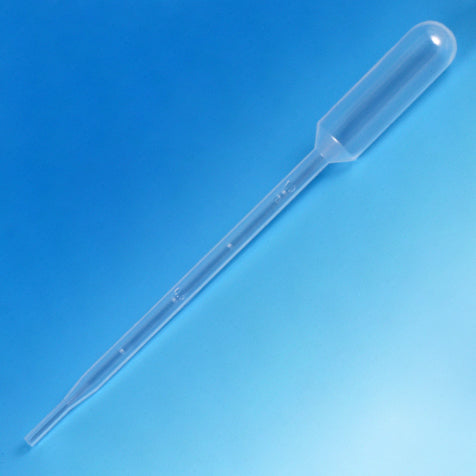 Globe Scientific 137030 Transfer Pipet 5.0mL Large Bulb Graduated to 1mL 145mm 500/Dispenser Box 10 Boxes/Unit