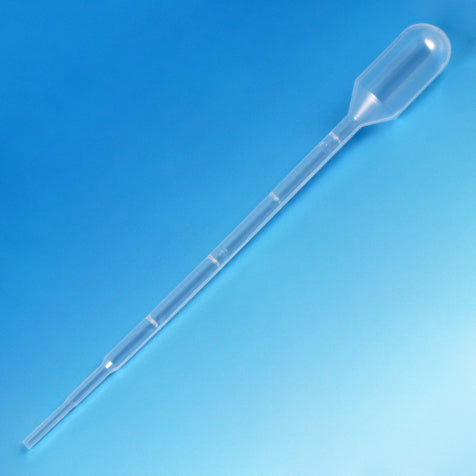 Globe Scientific 137035-500 Transfer Pipet 3.0mL Small Bulb Graduated to 1mL 140mm 500/Dispenser Box
