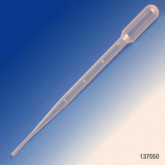 Globe Scientific 137050 Transfer Pipet 5.0mL Blood Bank Graduated to 2mL 155mm 500/Dispenser Box 10 Boxes/Unit