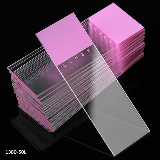 Globe Scientific 1380-50L Microscope Slides Diamond White Glass 25 x 75mm 90° Ground Edges LILAC Frosted 72/Box 20 Boxes/Case (10 Gross)
