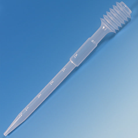 Globe Scientific 138005 Transfer Pipet 15.0mL Bellows Graduated to 5mL 100/Bag 12 Bags/Unit