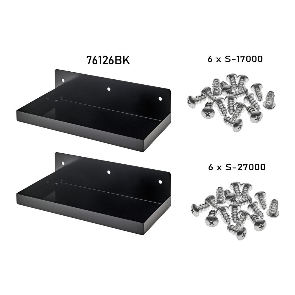 Triton Products 76126BK-2 12" W  x 6" D Black DuraHook Shelf 2PK