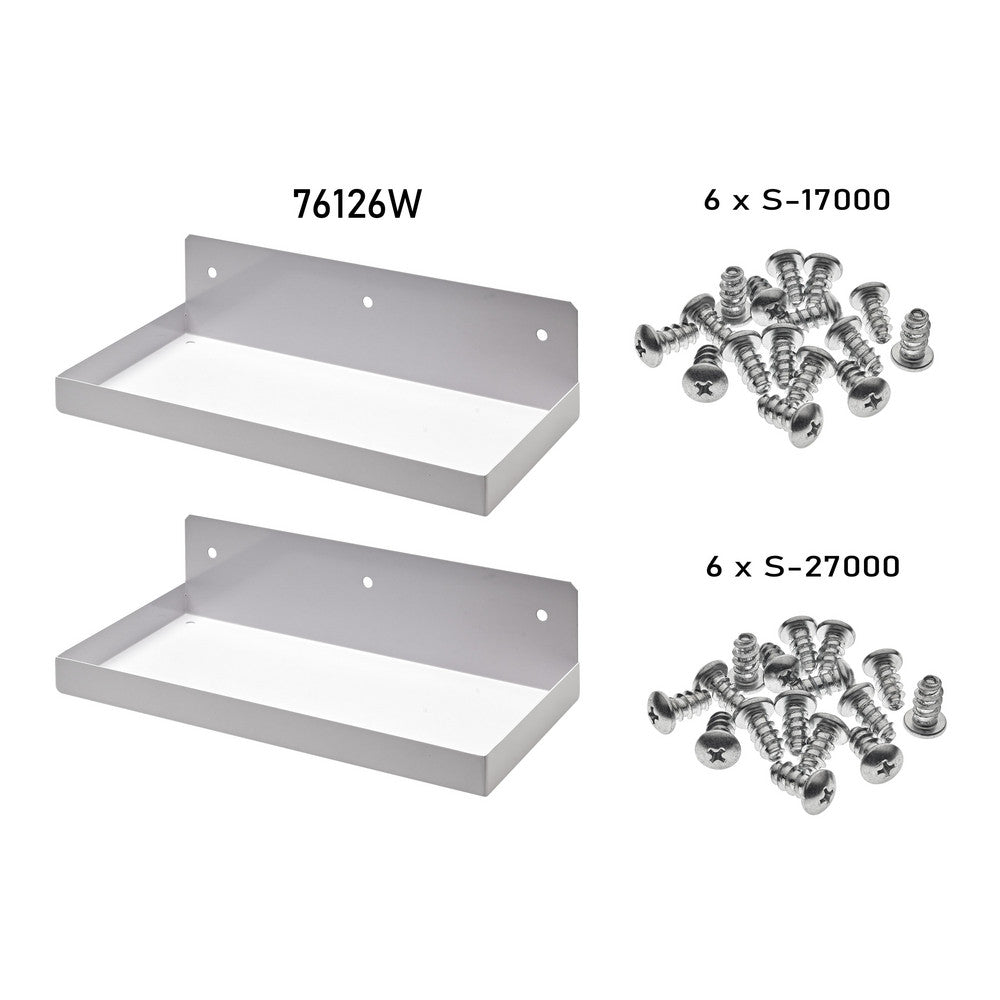 Triton Products 76126W-2 12" W  x 6" D White DuraHook Shelf 2PK