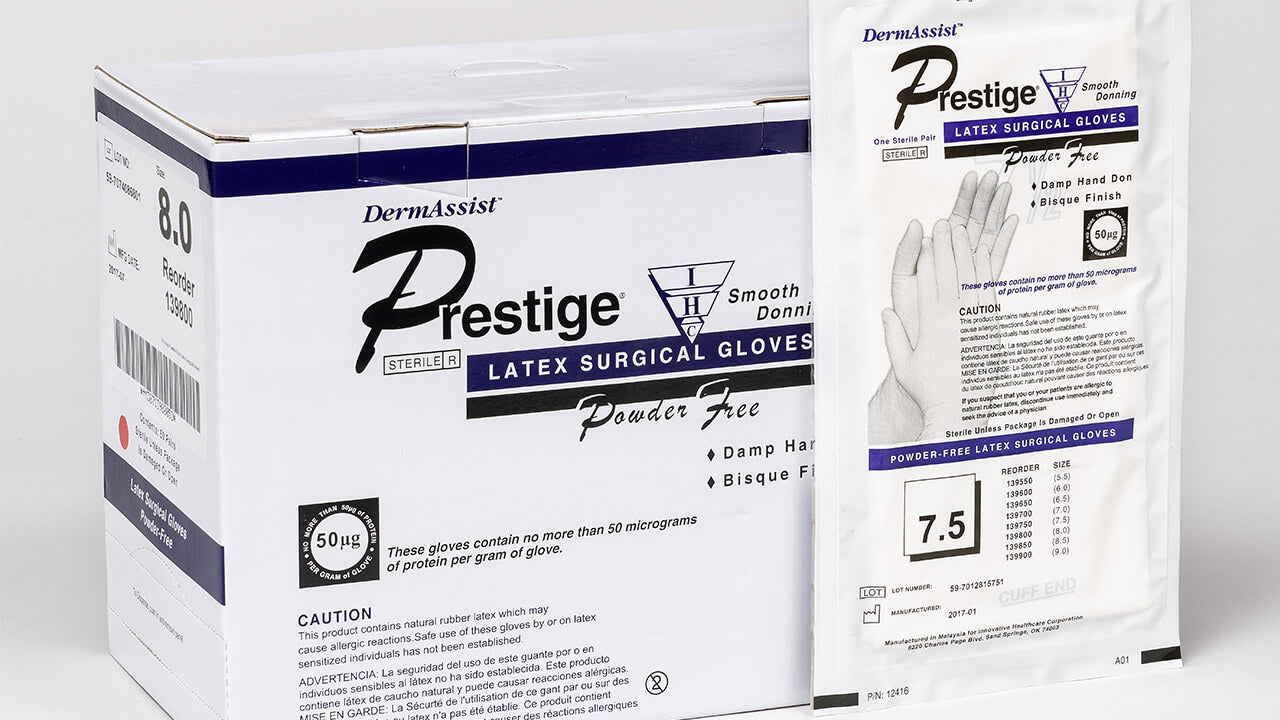 Innovative Healthcare 139650 Prestige Dhd Latex Surgical Gloves - 6.5, 50 Pr/Bx, 4 Bx/Cs