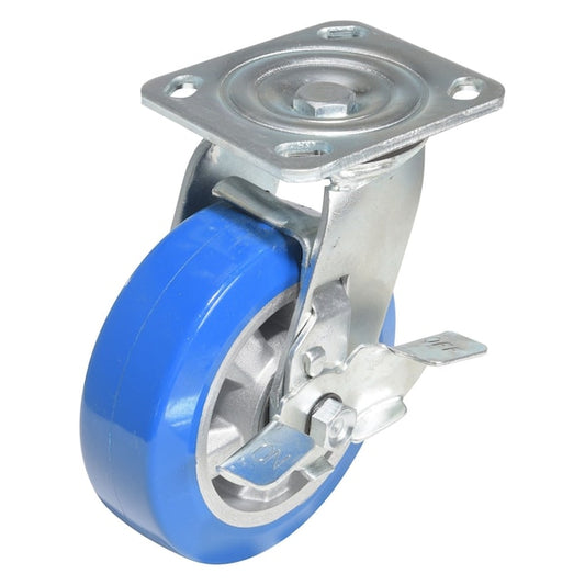 Vestil CST-PB-6X2PUA-SWB Polyurethane Precision Ball Bearing Swivel With Brake Caster 6 In. x 2 In. 661 lb Blue/Gray