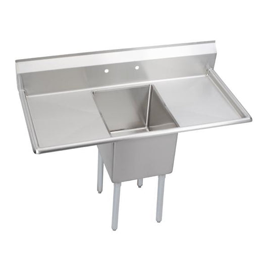 Elkay 14-1C16X20-2-18X Dependabilt Stainless Steel 52" x 25-13/16" x 43-3/4" 16 Gauge One Compartment Sink w/ 18" Left and Right Drainboards and Stainless Steel Legs