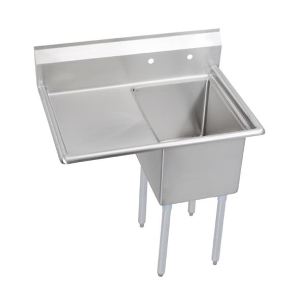 Elkay 14-1C16X20-L-18X Dependabilt Stainless Steel 36-1/2" x 25-13/16" x 43-3/4" 16 Gauge One Compartment Sink w/ 18" Left Drainboard and Stainless Steel Legs