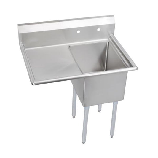 Elkay 14-1C16X20-L-18X Dependabilt Stainless Steel 36-1/2" x 25-13/16" x 43-3/4" 16 Gauge One Compartment Sink w/ 18" Left Drainboard and Stainless Steel Legs